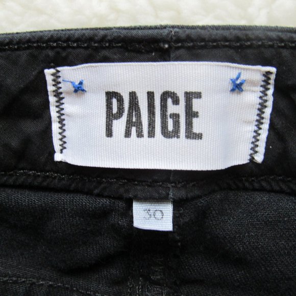 Paige Skyline Skinny Raw Hem Cropped Black 30 - Picture 4 of 8